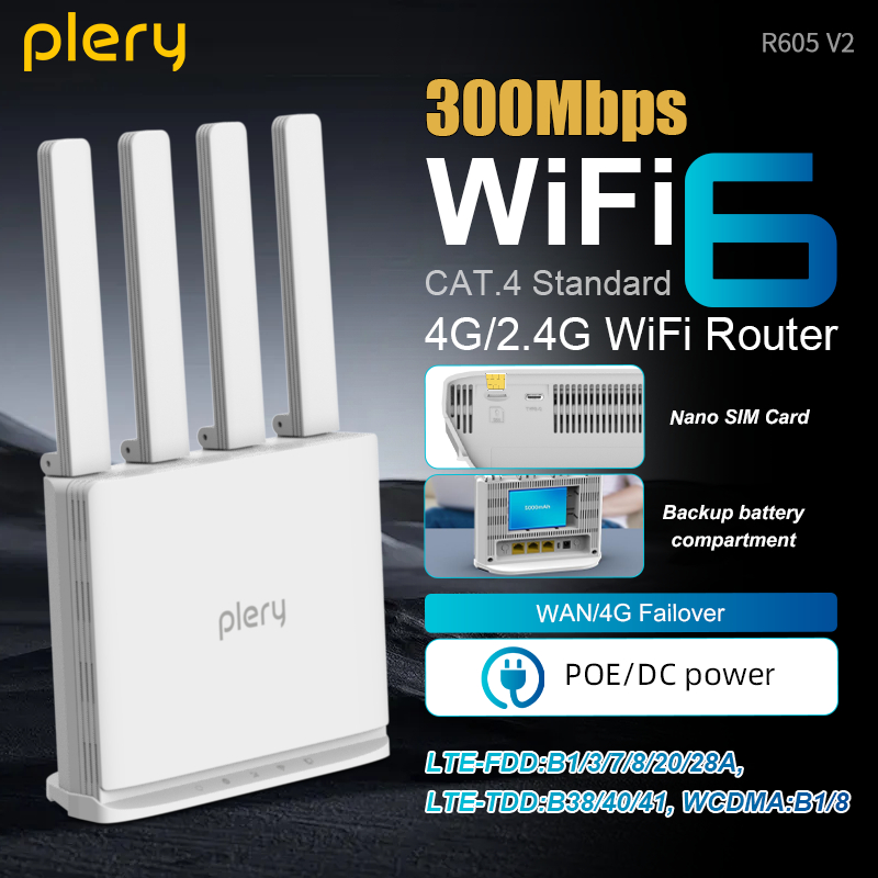 4G Router With Poe Wan - Roteador Plery R605 V2 4G LTE